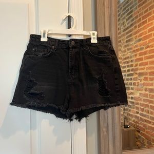 Black Ripped Jean Shorts